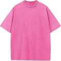 Men's Cotton T-Shirts Oversized Unisex Short Sleeves Casual Loose Wash Solid Basic Tee Tops