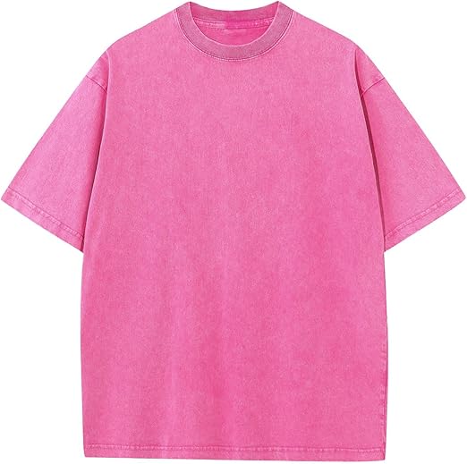 Men's Cotton T-Shirts Oversized Unisex Short Sleeves Casual Loose Wash Solid Basic Tee Tops